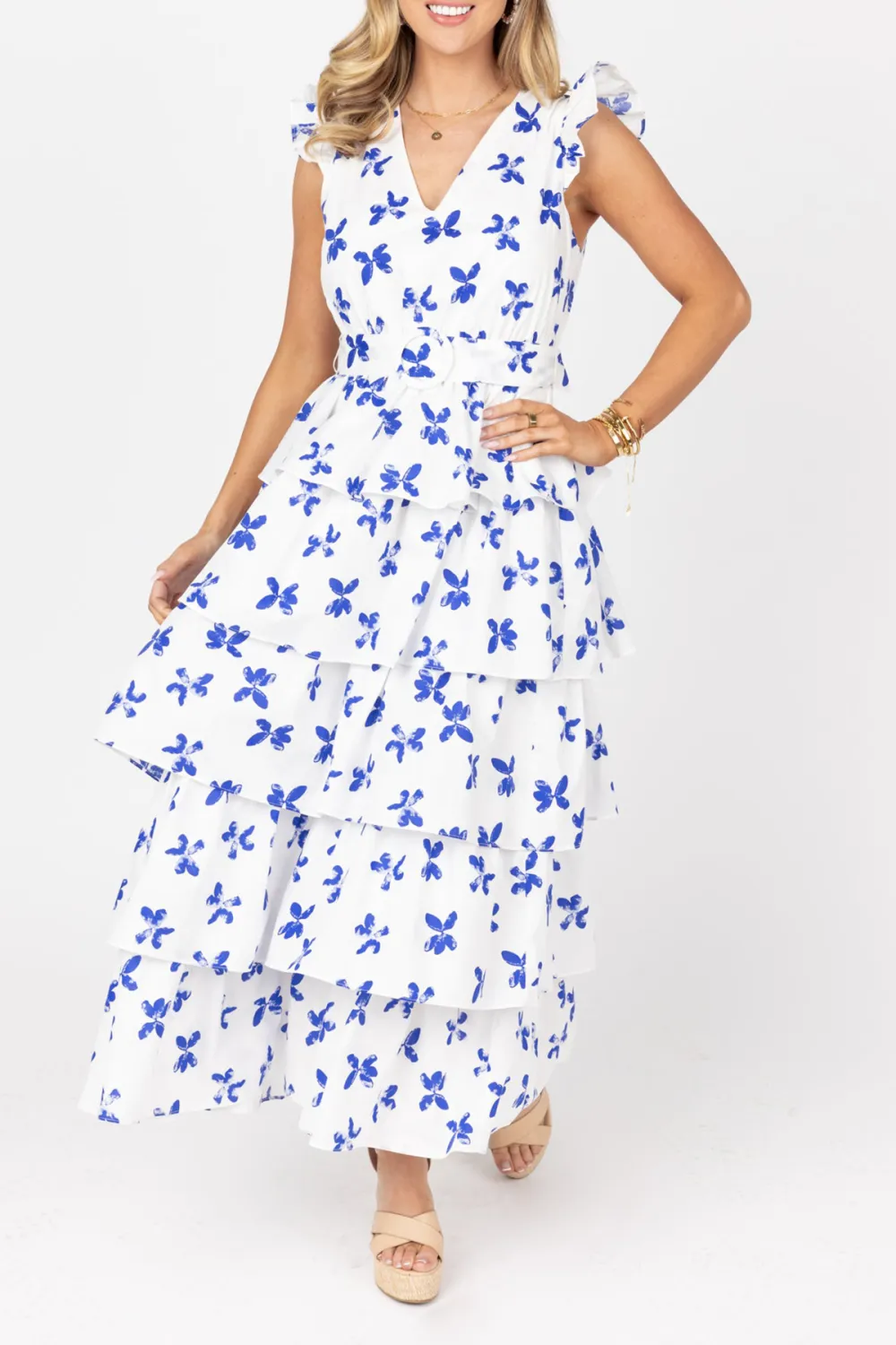 Print Ruffled Tiered Maxi Dress