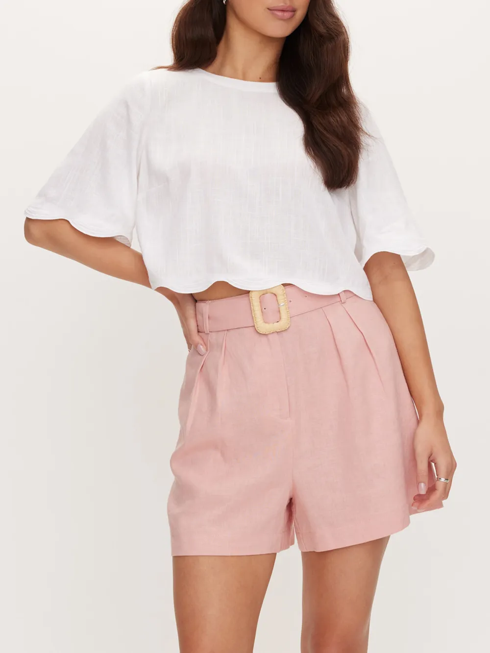 Linen Blend Belted Short