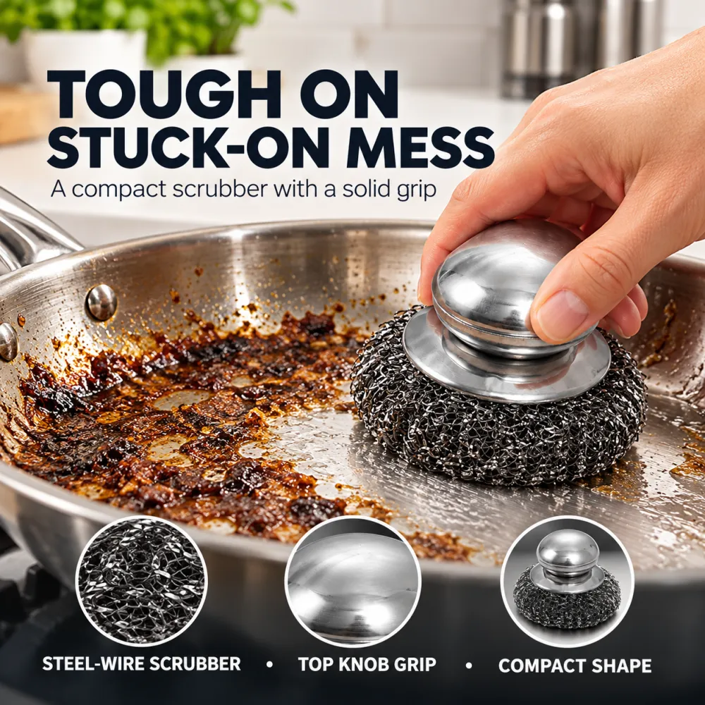Steel Wire Brush for Cleaning, Rust Removal, Household Dead Corners, BBQ Grill Brush, Concrete Floor Stain Removal