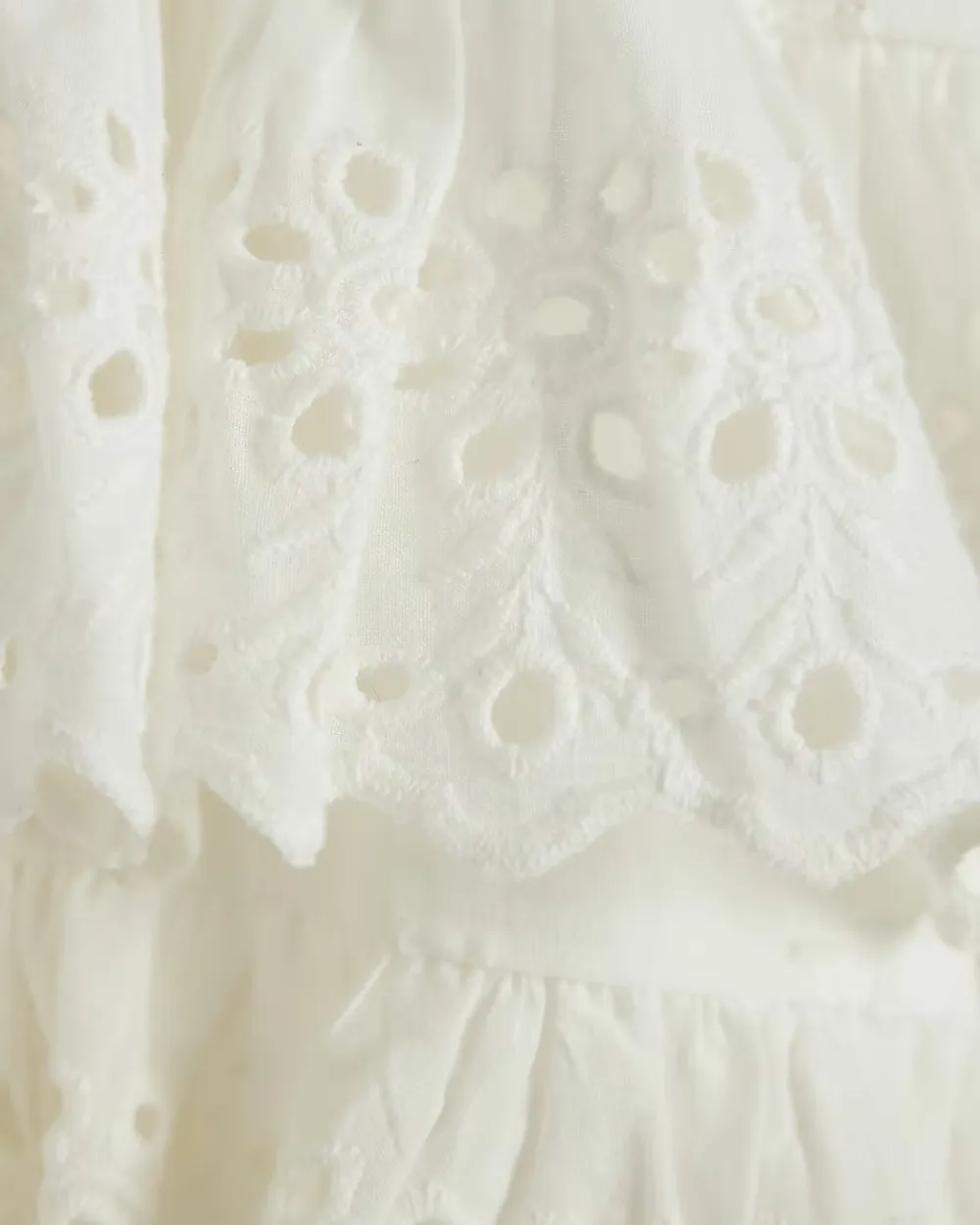 Cream Pure Cotton Hollow Pattern Double Layer Women's Skirts