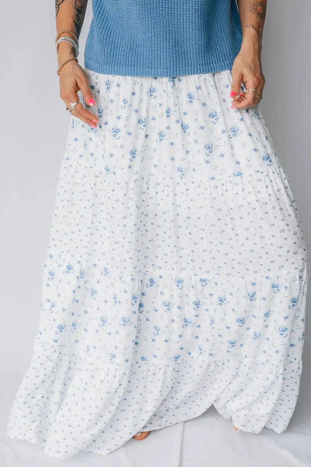 Floral High Waist Maxi Skirt