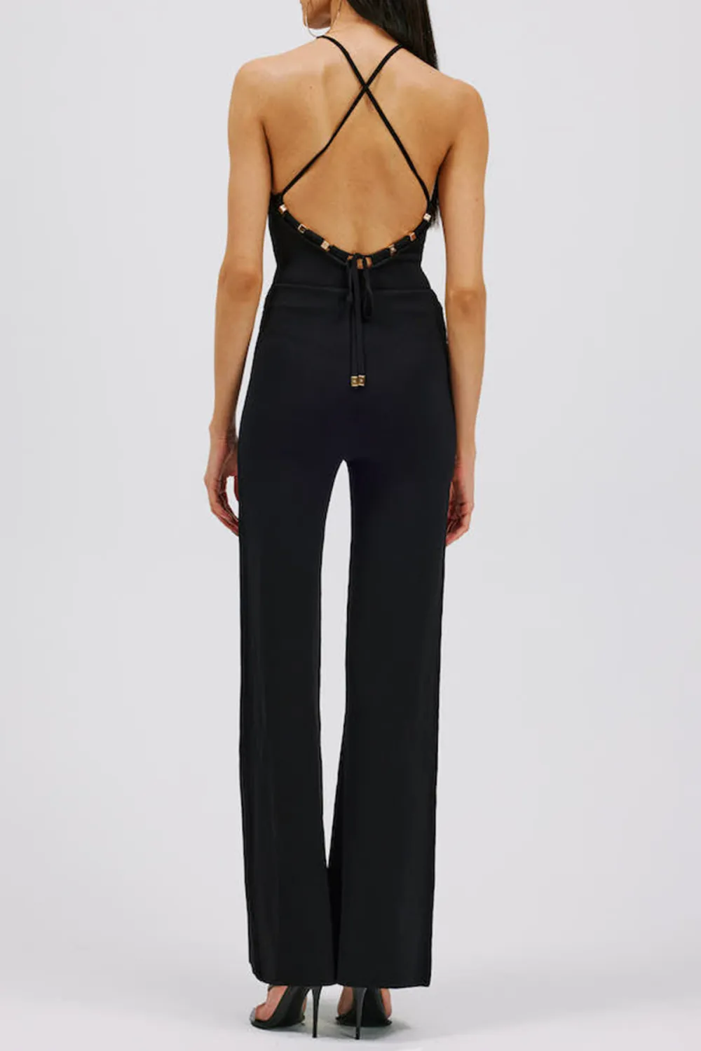 Halter Neck Jumpsuit-Black