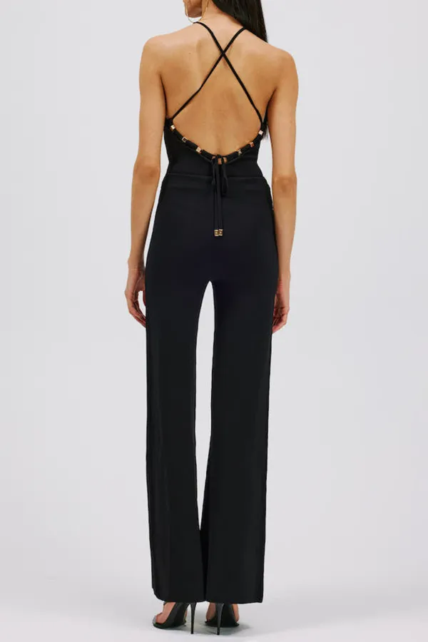 Halter Neck Jumpsuit-Black