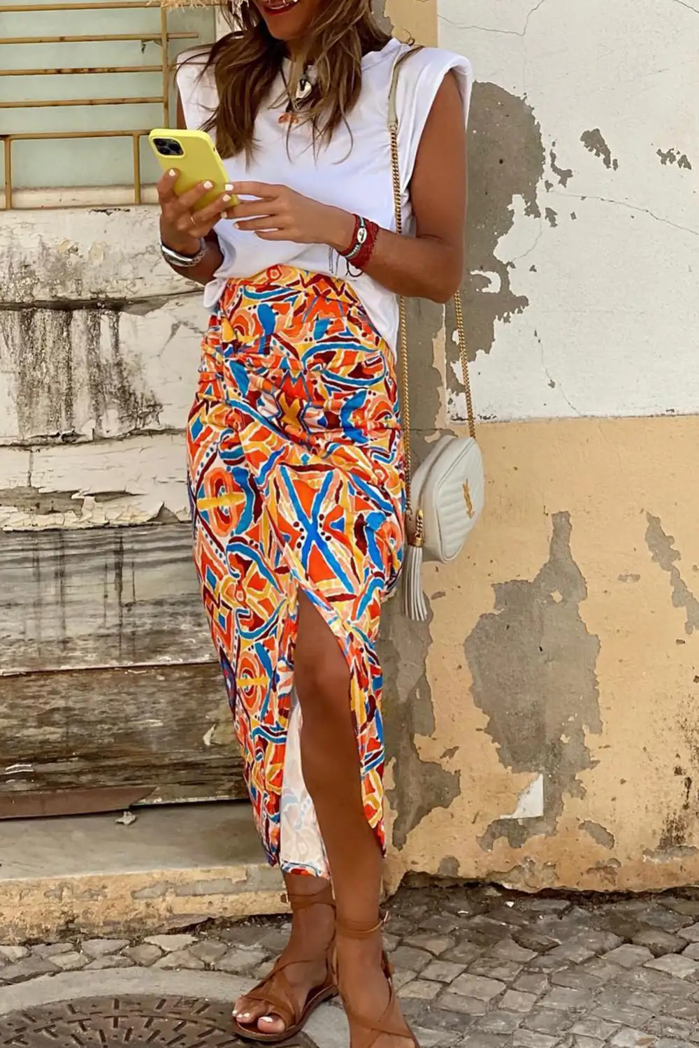 Relaxed Maxi Print High Waist Skirt