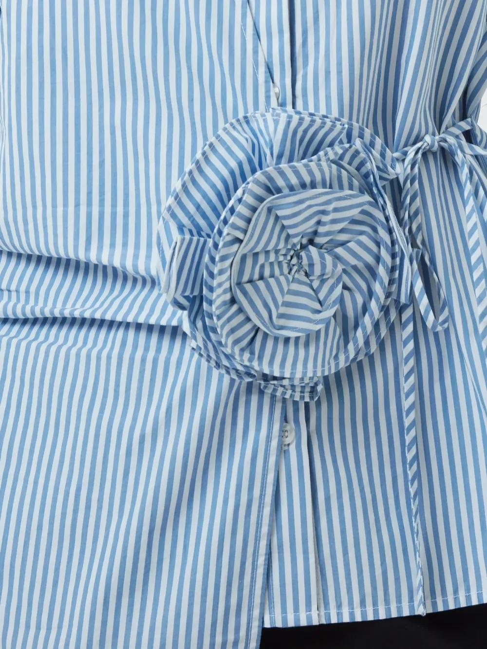 Soft Cotton Patch Blue Striped Shirt