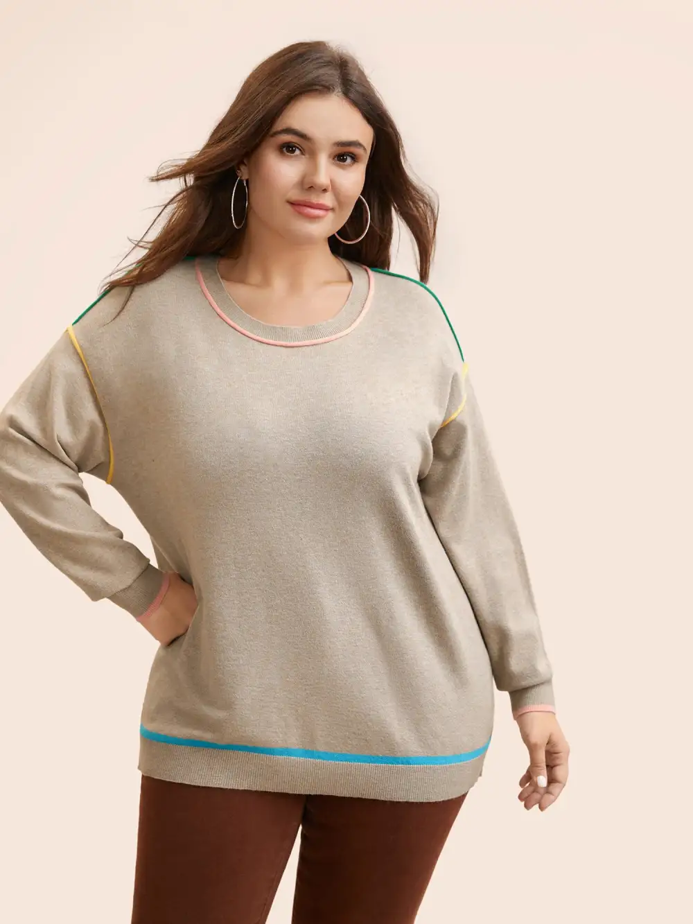 Supersoft Essentials Contrast Trim Drop Shoulder Pullover