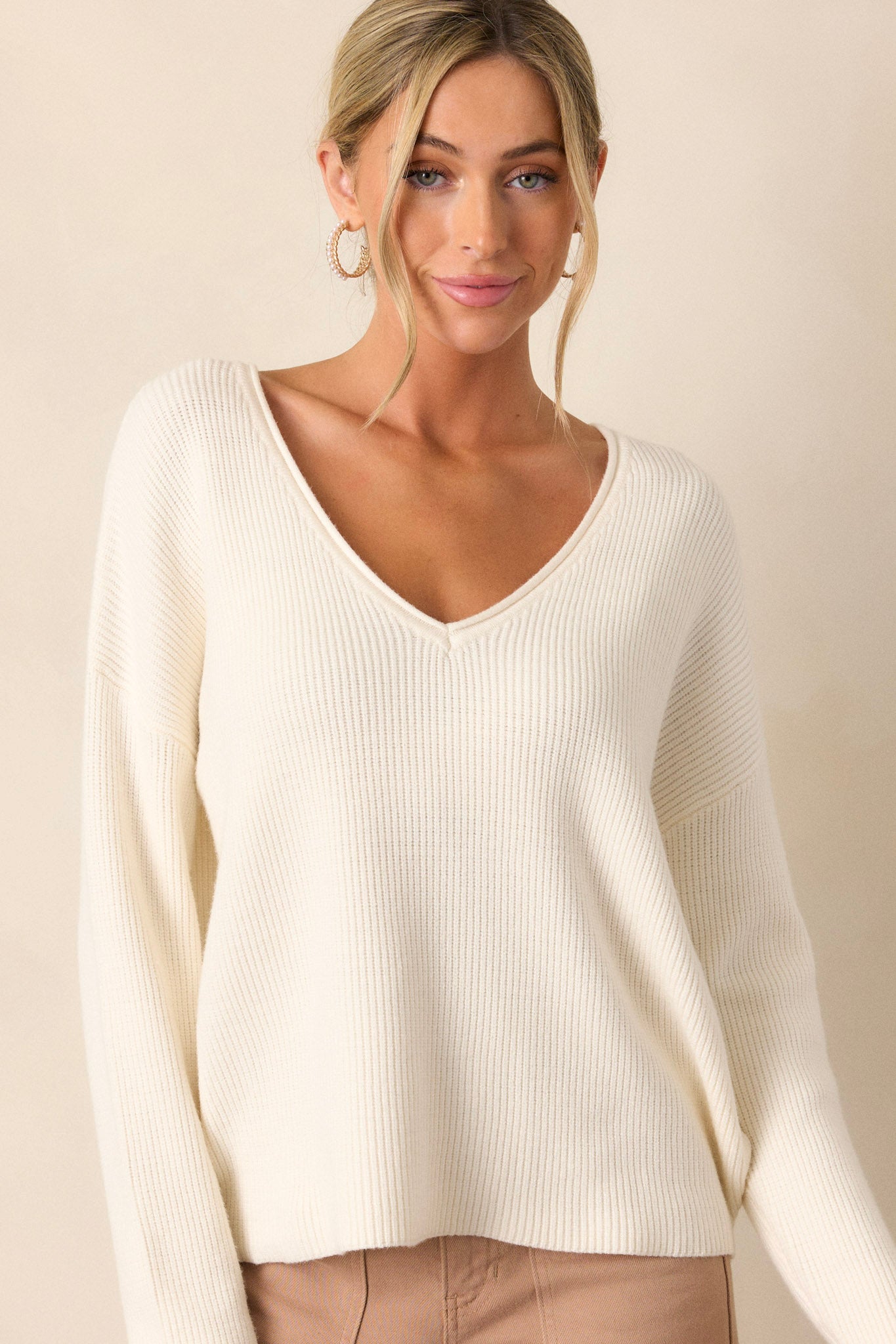 You Know It Ivory Ribbed Sweater