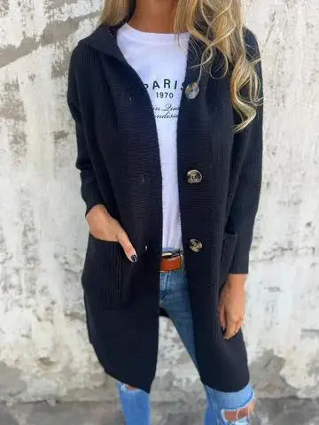 Women’s Button-Up Mid-Length Sweater Cardigan