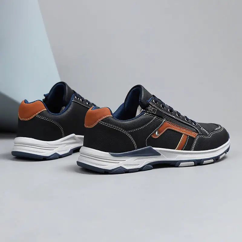 ⏰Limited Time Sale 70% OFF - Men's Genuine Leather Hiking Shoes - Outdoor Work Shoes -Side Zipper, Lightweight, Wide Toe Box, Arch Support, Shock Absorption, Waterproof, Slip-Resistant