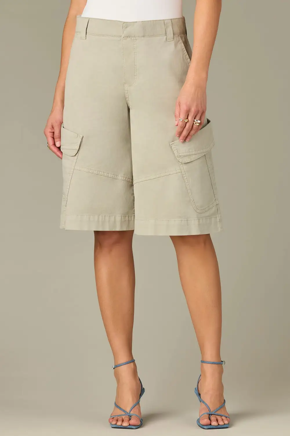 Relaxed Bermuda Shorts Wraparound Patch Pockets