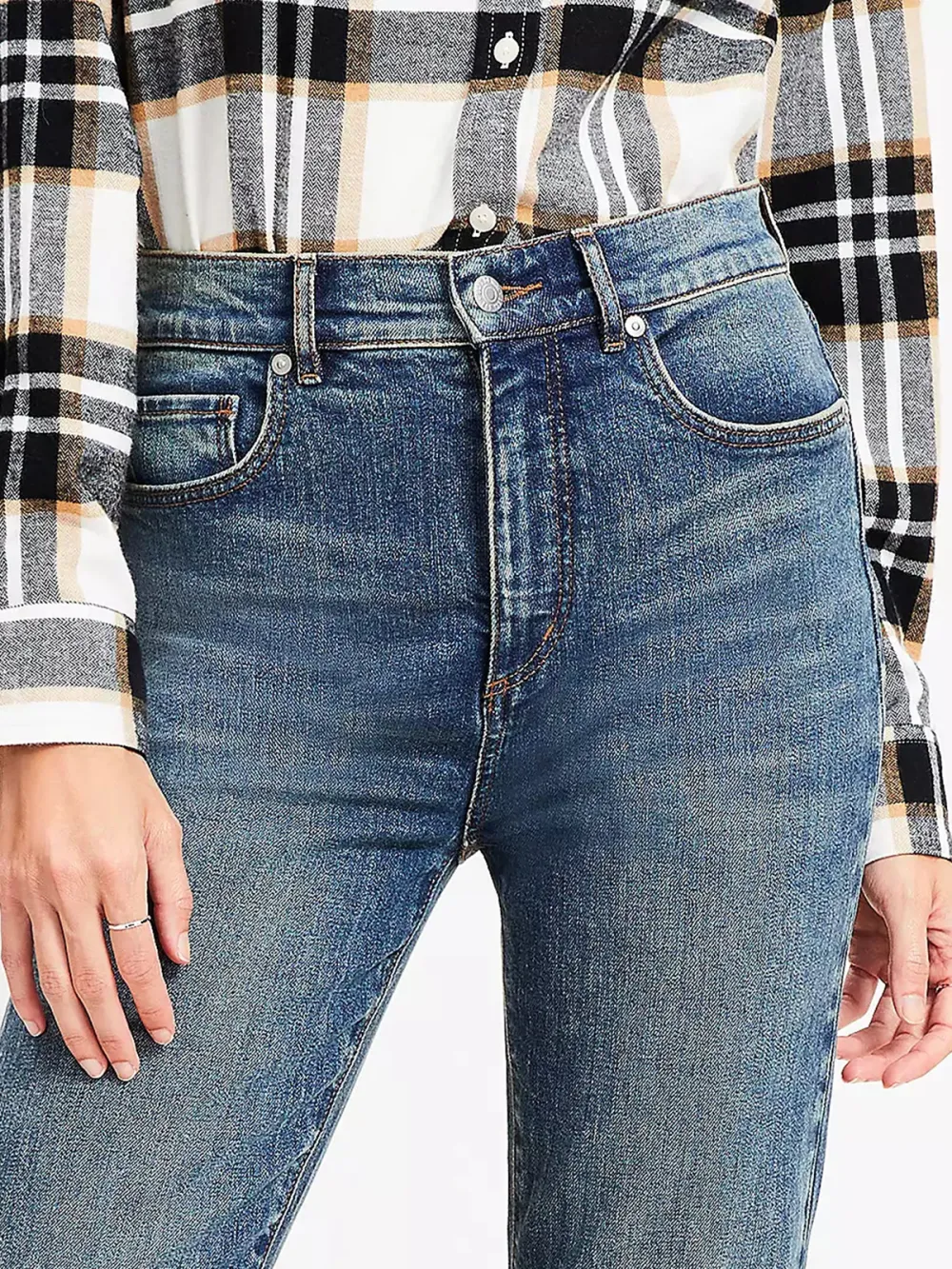 High Rise Slim Flare Jeans In Mid Vintage Wash