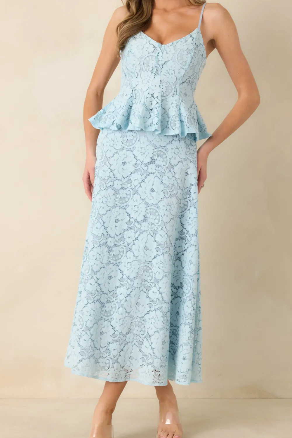 Soft Daylight Light Guipure Maxi Skirt