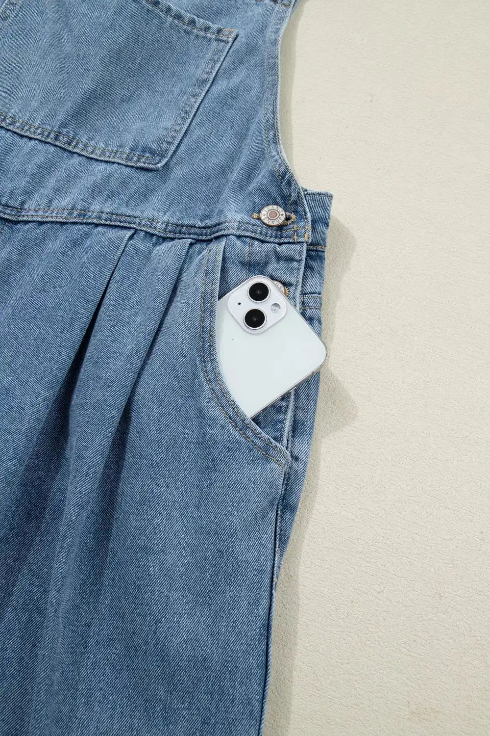 Pleated Denim Jumpsuit