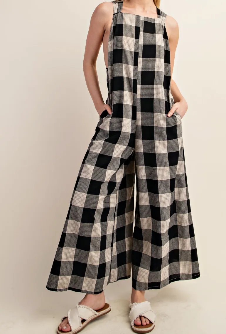 Checkered Wide Leg Jumpsuit