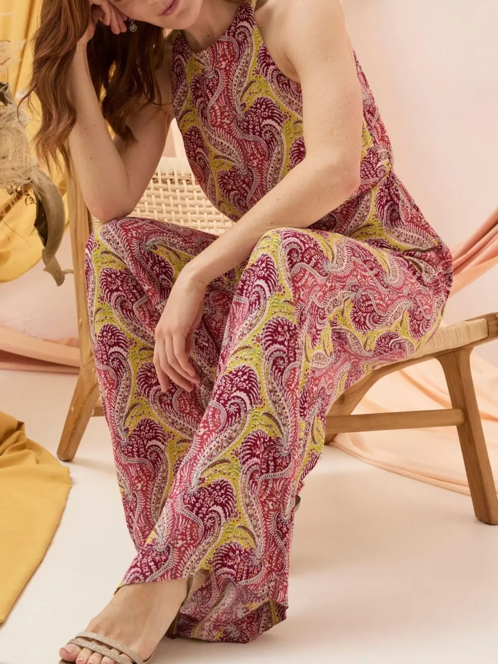 Tura Orange Paisley Jumpsuit