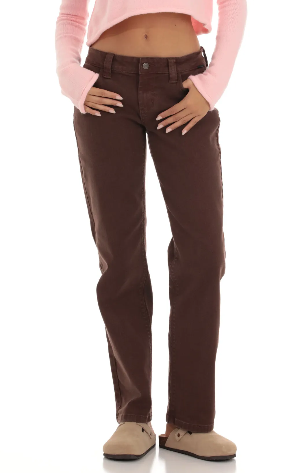 Straight Leg Jeans in Brown
