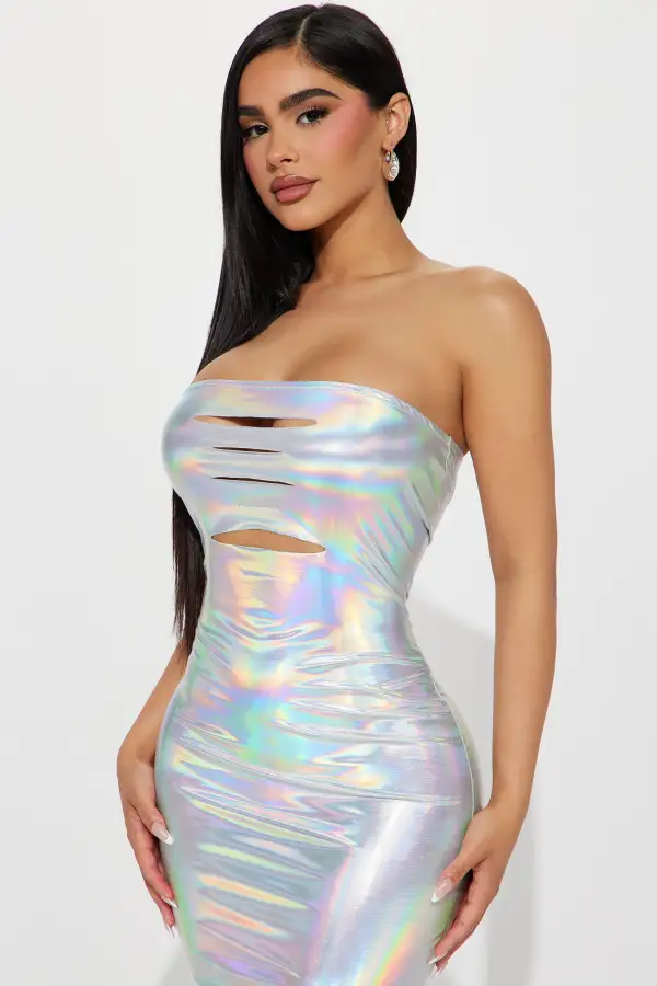Nadia Metallic Maxi Dress - Silver
