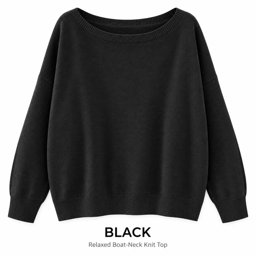 Women's Square Neck Sweater, Casual Off-Shoulder Long Sleeve Pullover, Women's Fall Winter Knit Top
