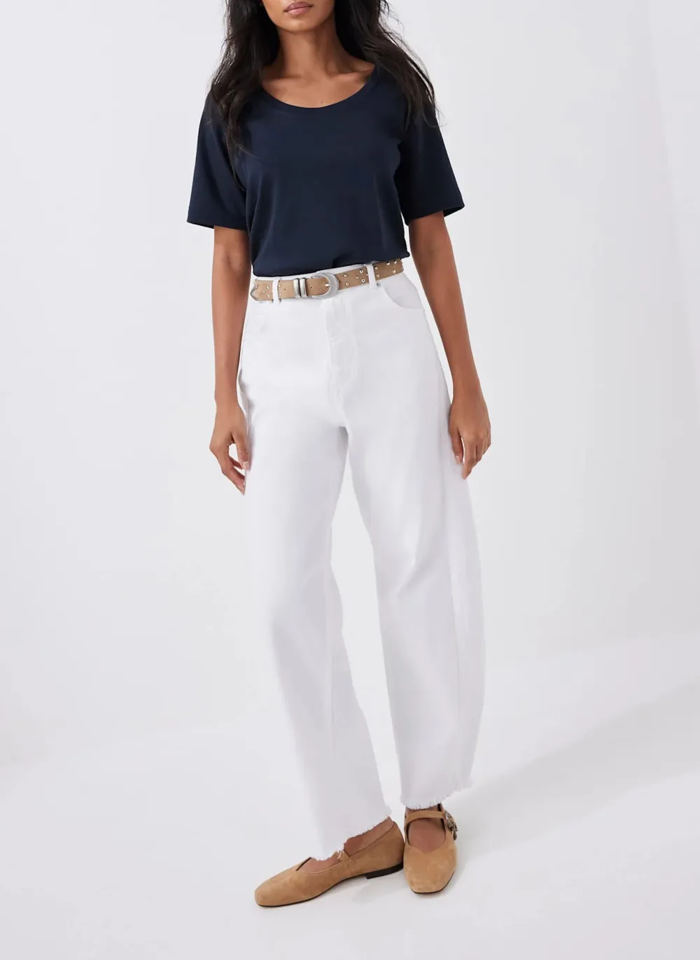 Casual Style Cotton Scoop Neck T-Shirt
