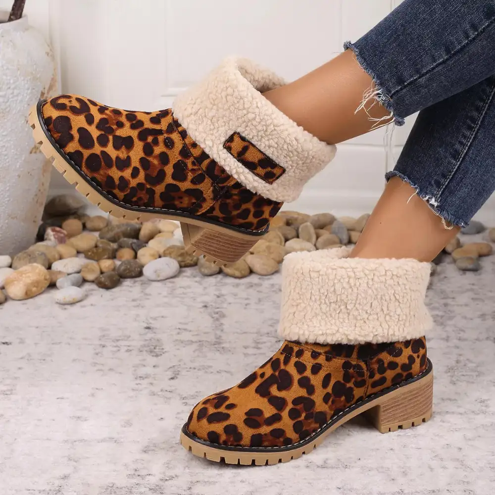 Print Plush Lined Boots