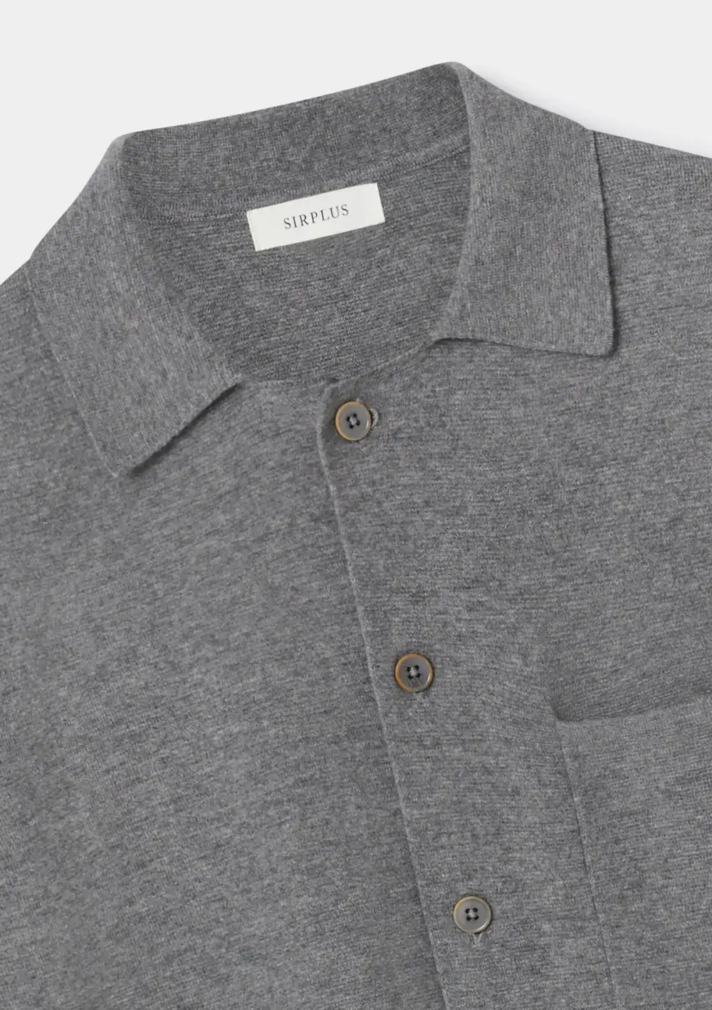 Grey Merino Knit Polo Shirt