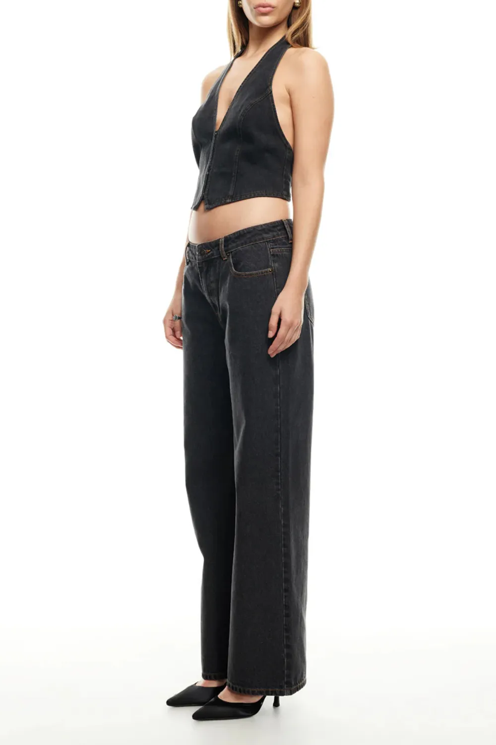 Daily Commuting Casual Loose Black Jeans