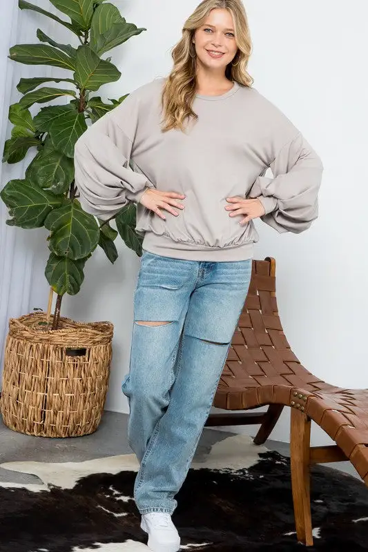 Lola Puffy Sleeve Sweatshirt | URBAN ECHO SHOP