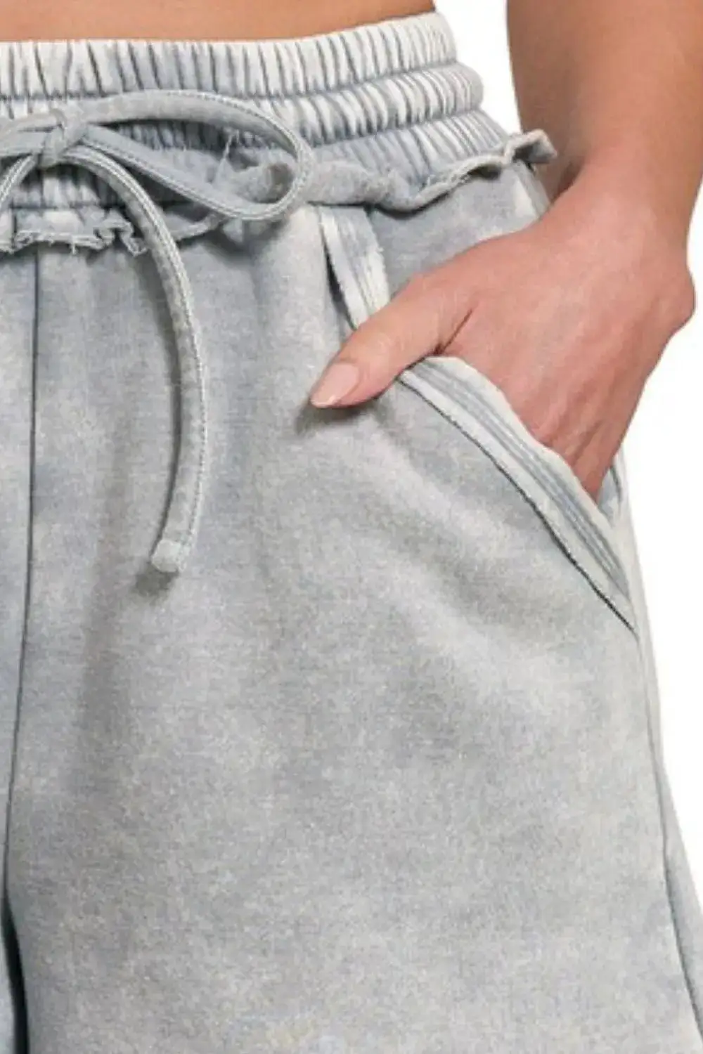 Modern Acid Wash Fleece Drawstring Shorts with Pockets