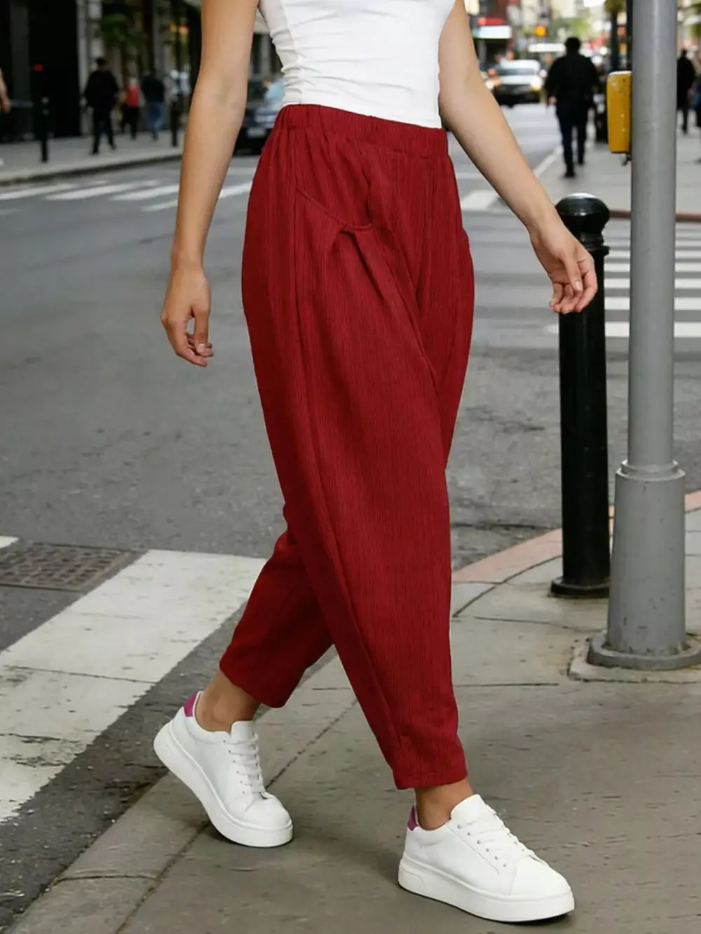 Casual Elastic Waist Harem Pants