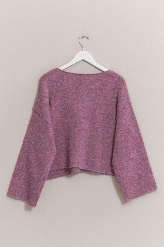 the Peyton melange knit sweater - dusty pink