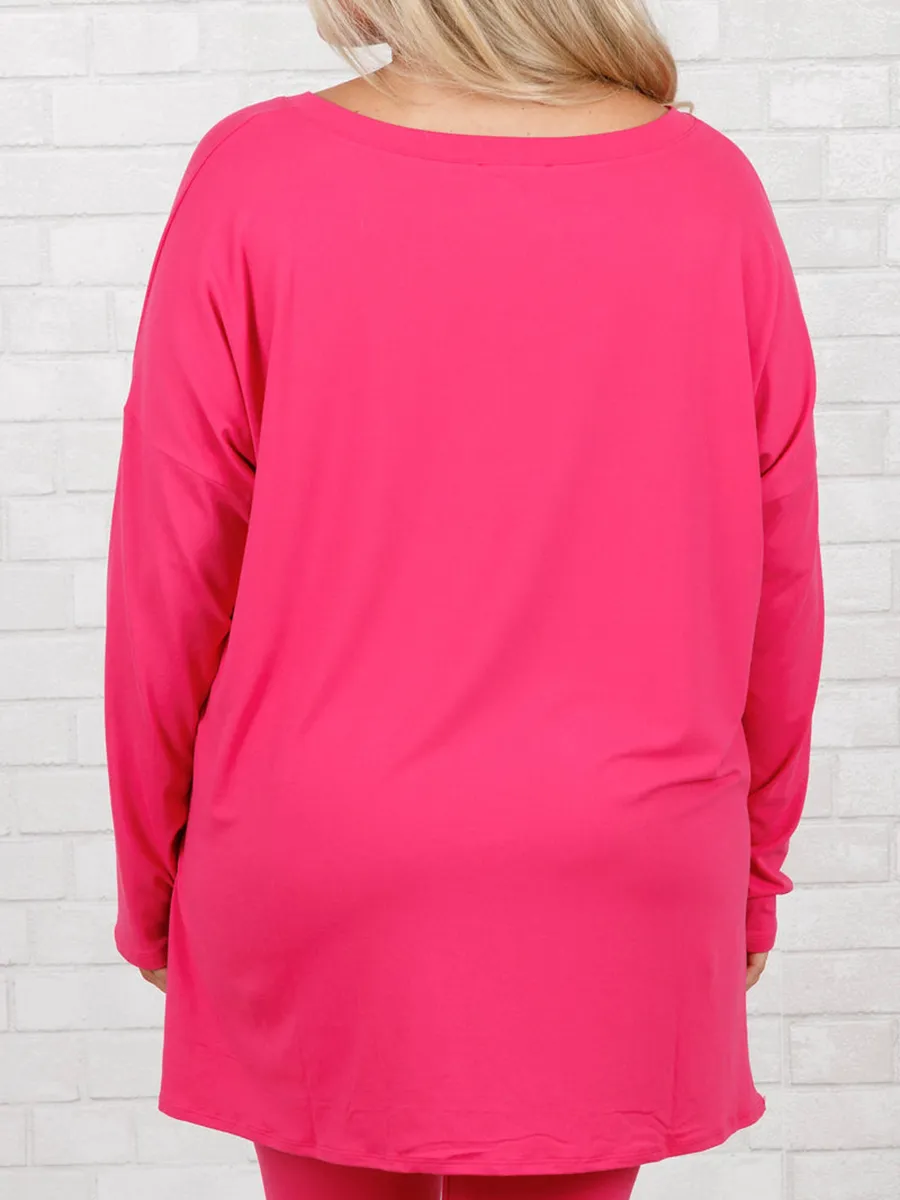 Rose Red Slit T-Shirt Leggings Set