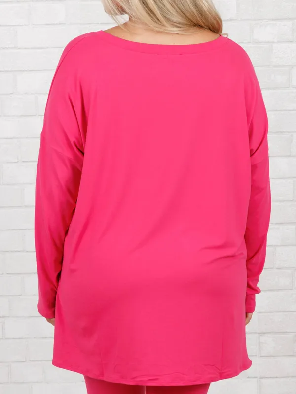 Rose Red Slit T-Shirt Leggings Set
