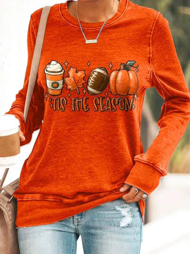 Casual Crew Neck Halloween Sweatshirt