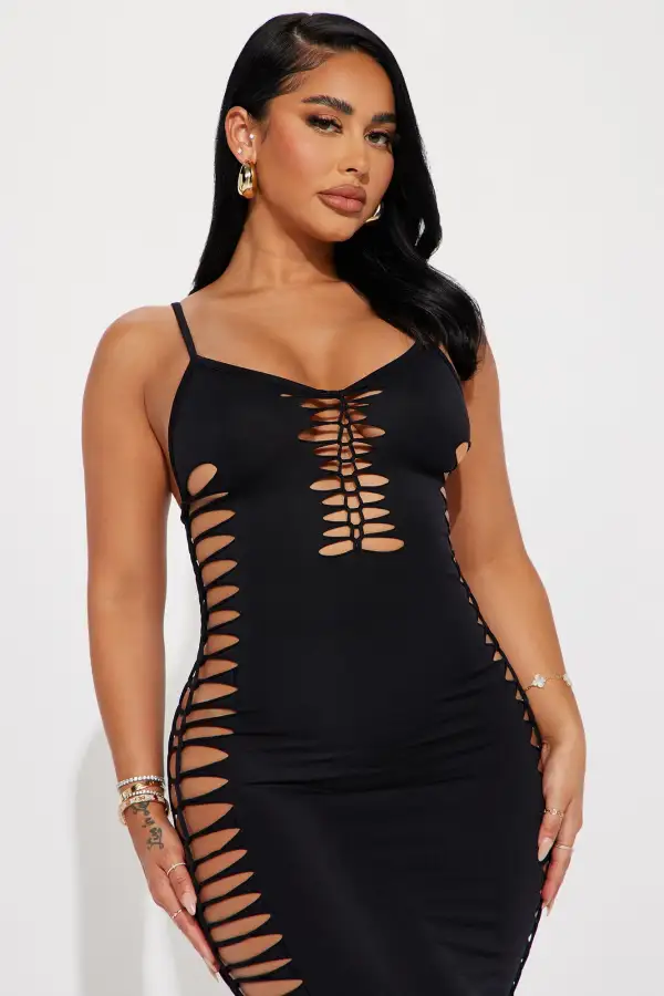 Bailey Braided Midi Dress - Black