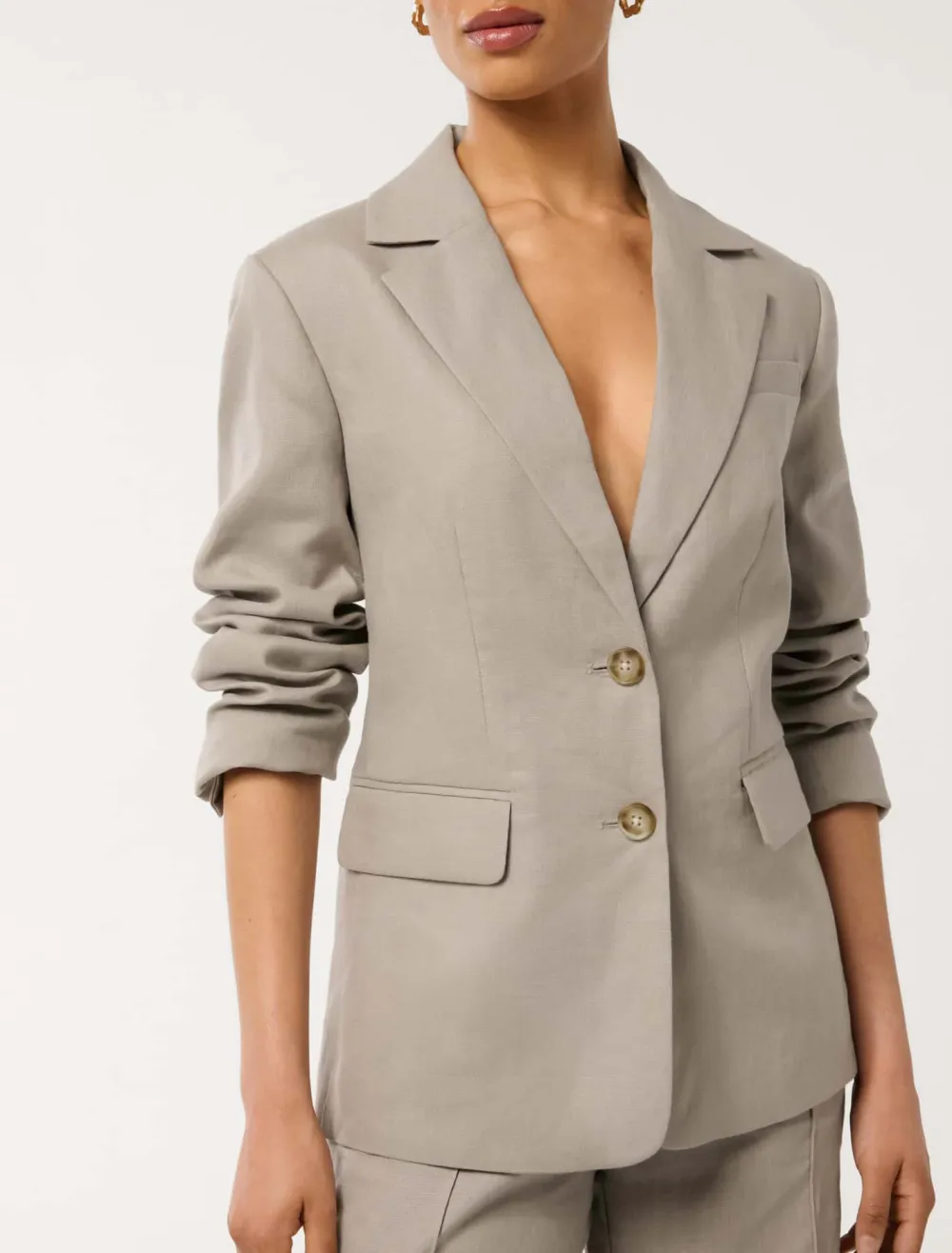 Petite Two Button Linen Blazer