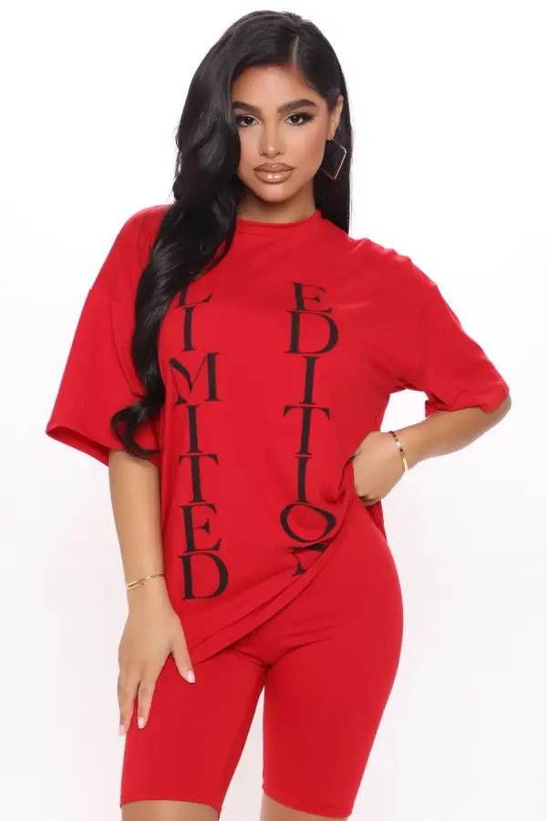 She's Limited Edition Biker Short Set - Red