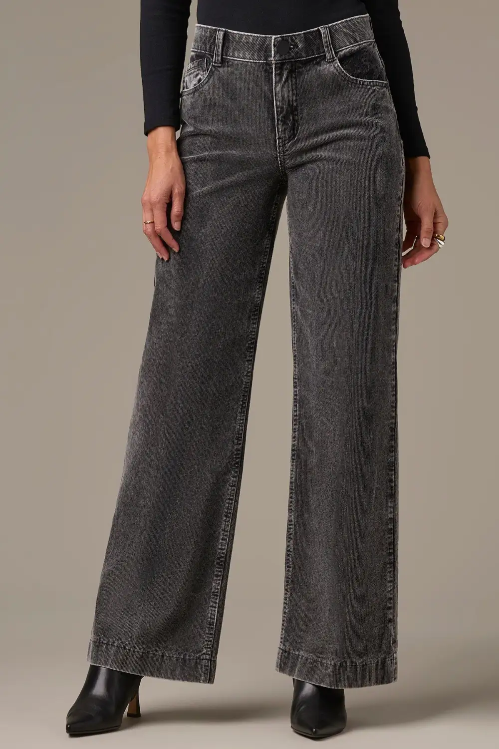 High Rise Wide Leg Pants Washed