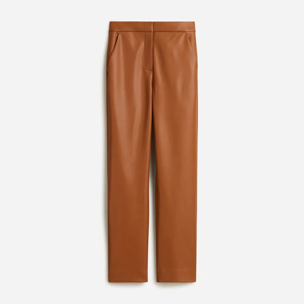 Faux Leather Straight-Leg Pants