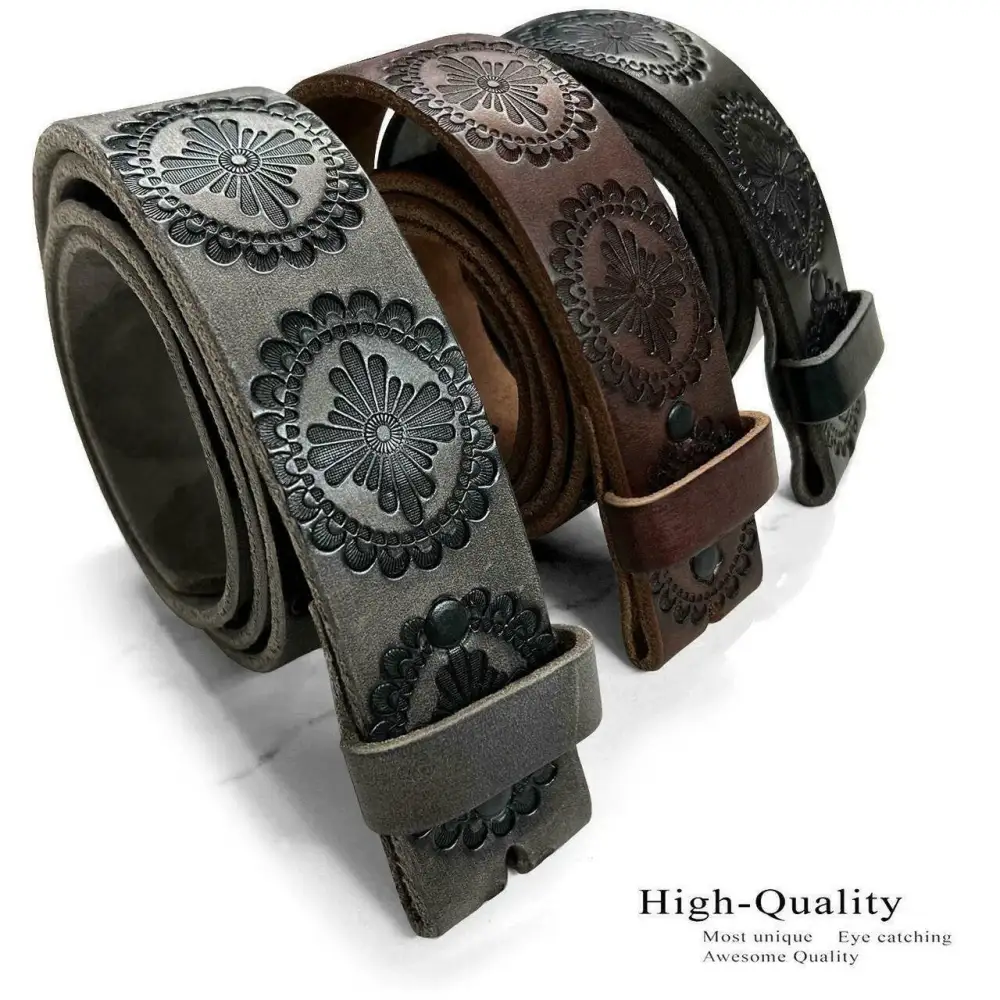Basketweave Tooled Belt Strap