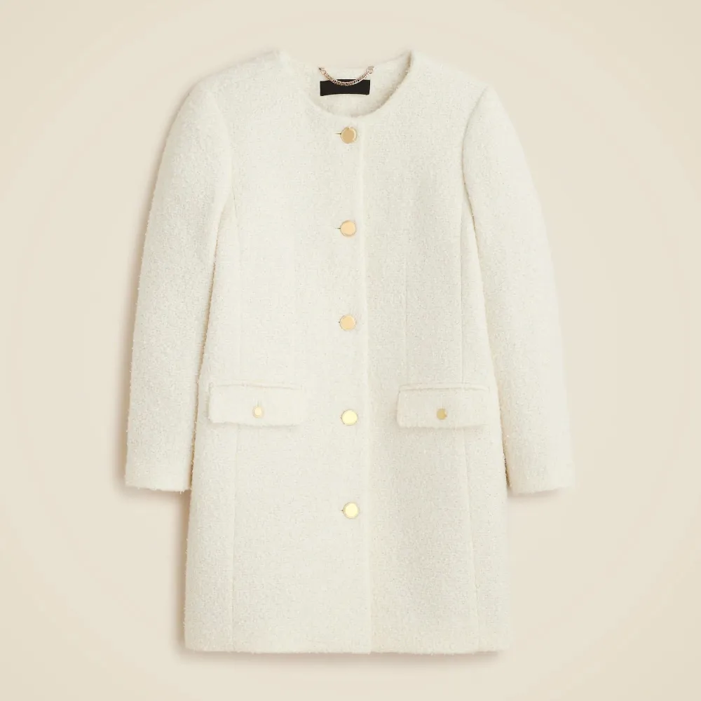 Collarless Lady Coat in Textured Tweed