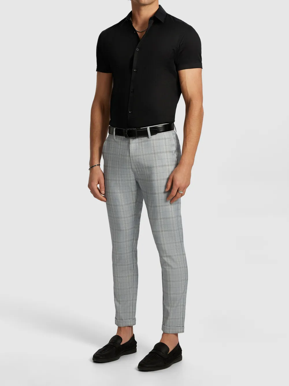 Black Slim Fit Muscle Short Sleeve Shirt