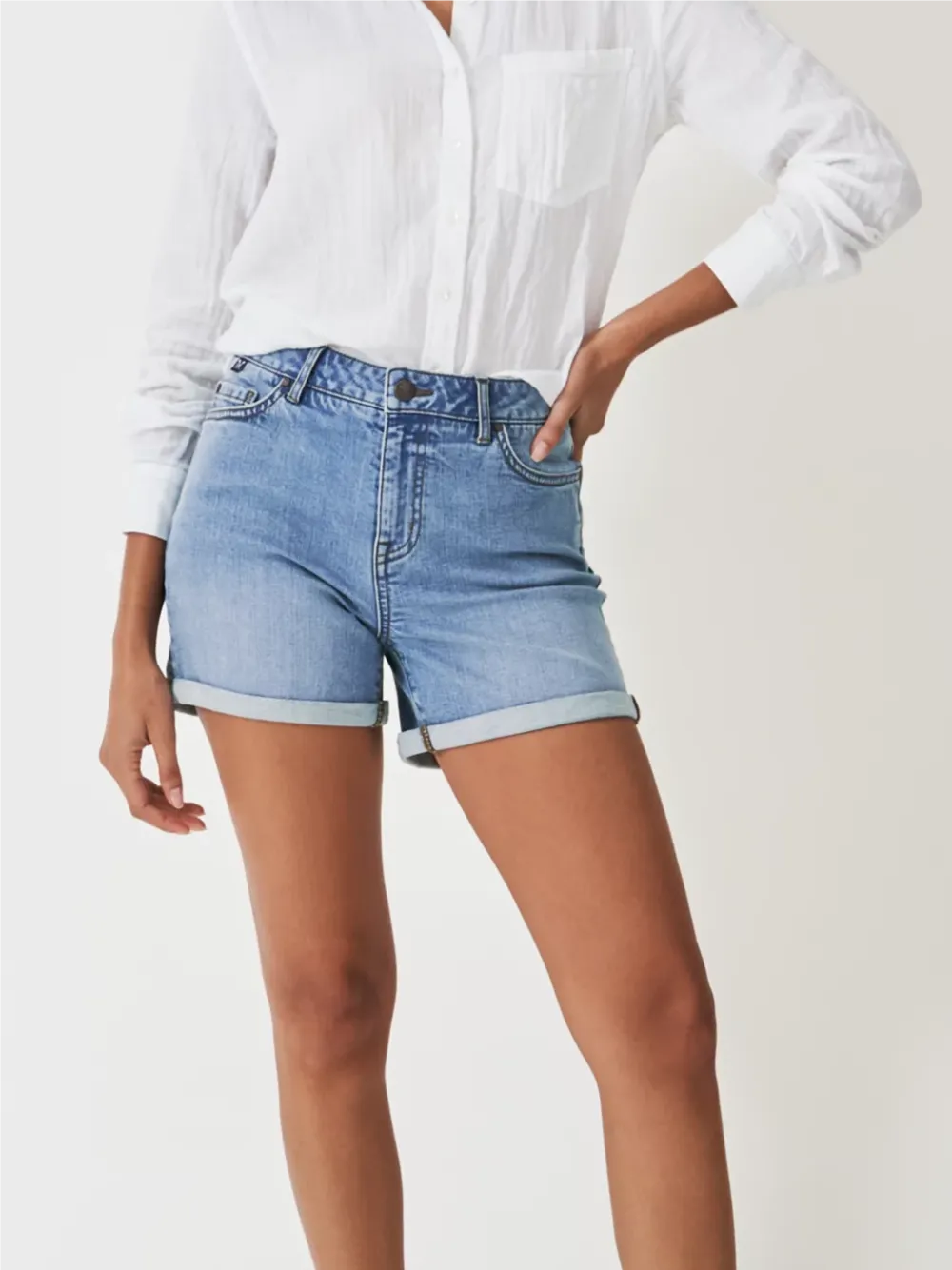 Mid Wash Denim Shorts