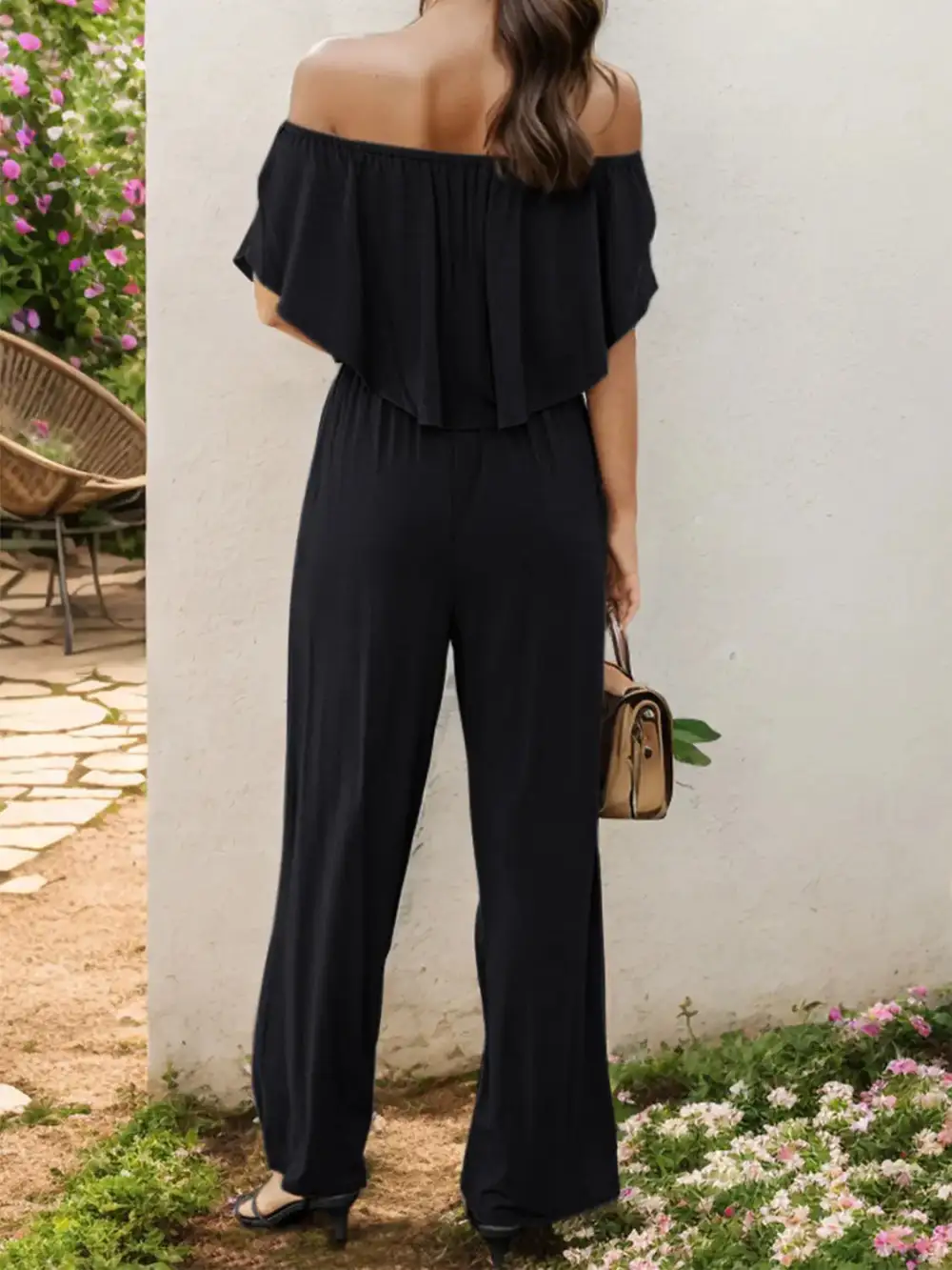 Off Shoulder Wide Leg Jumpsuit