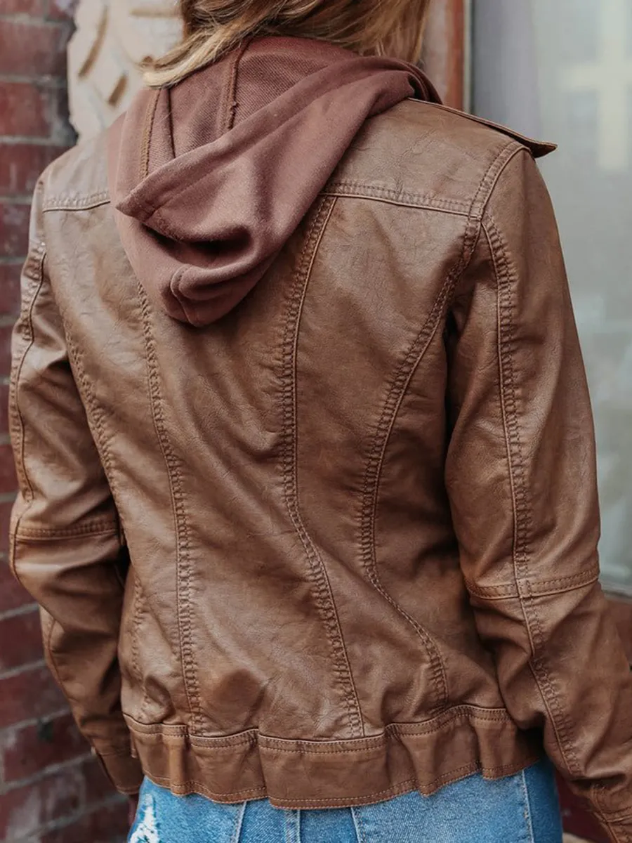 Everything goes with a stylish brown women's leather jacket