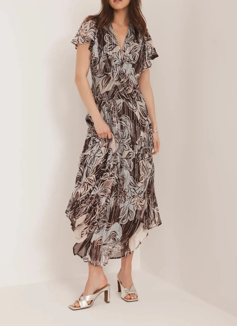 Casual Style Brown Floral Print Maxi Dress