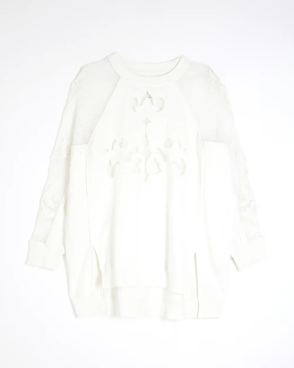 Cream Shoulder Art Hollow Cotton Sweatshirts