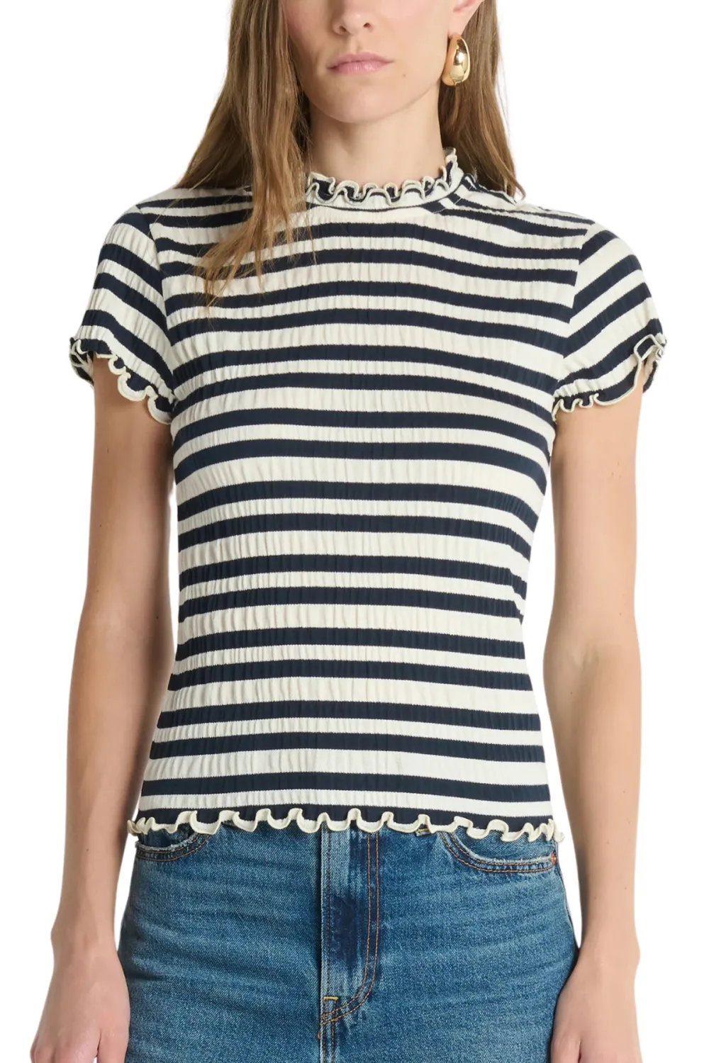 Ruffle Ruffled Cap Sleeve Top