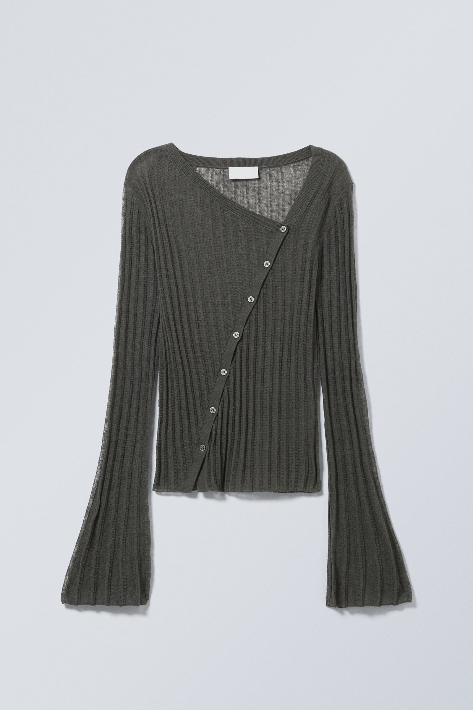 Asymmetrical Neck Long Sleeve Cardigan