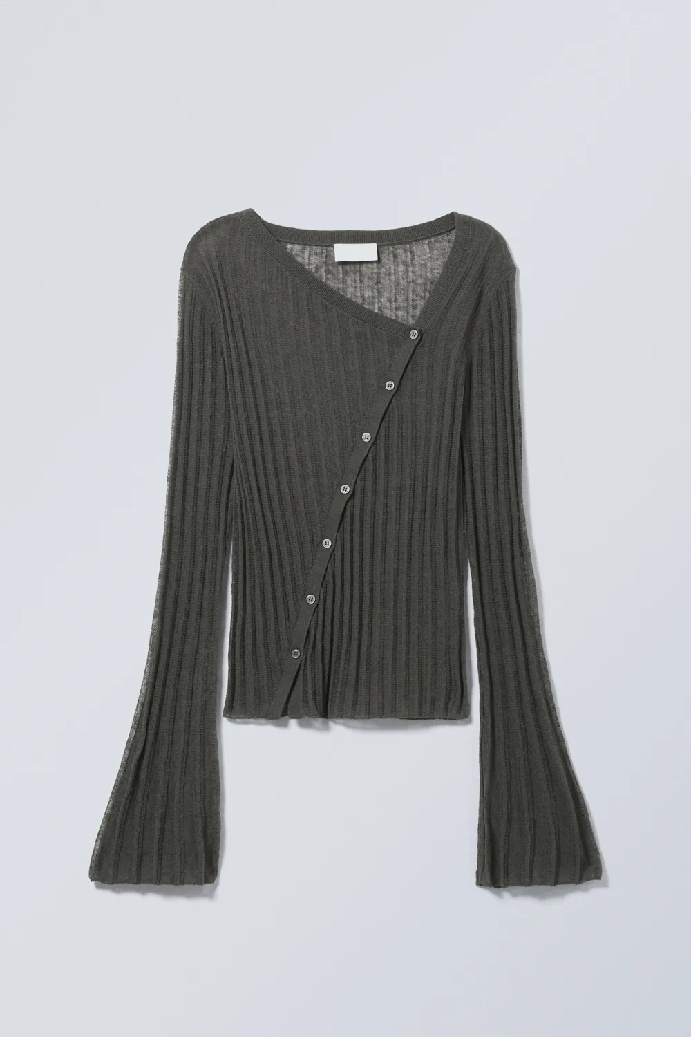 Asymmetrical Neck Long Sleeve Cardigan