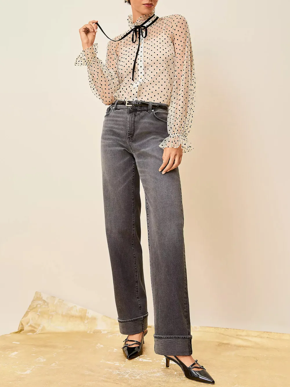 Slouchy Boyfriend Jeans In Washed Black Wash